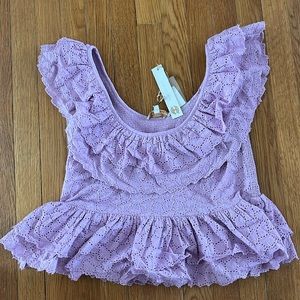 House of Harlow 1960 smocked flutter sleeve peplum top size medium NWT